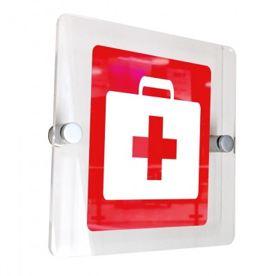 Σήμανση 15x15cm ''First Aid Kit'' σε Κόκκινο-Άσπρο και Πάχος 5mm απο Aκρυλικό plexiglass 346566