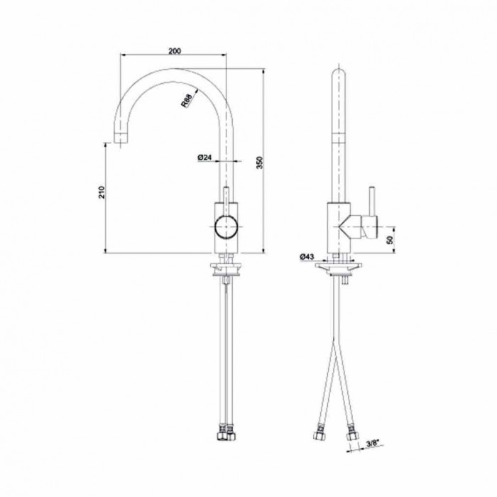 Μπαταρία Κουζίνας Sanitec Doppio σε Χρώμα Classic Metallic Space 00-02-00252-22