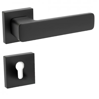 Πόμολα Πόρτας (Μονό ή Ζεύγος) Χειρολαβή με Ροζέτα perfet Easy Line 00-268 Mαύρο Mατ S19S19