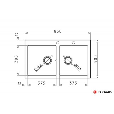 Νεροχύτης Pyramis Pyragranite Athlos (86x50) 2B Beige Ένθετος 070071411