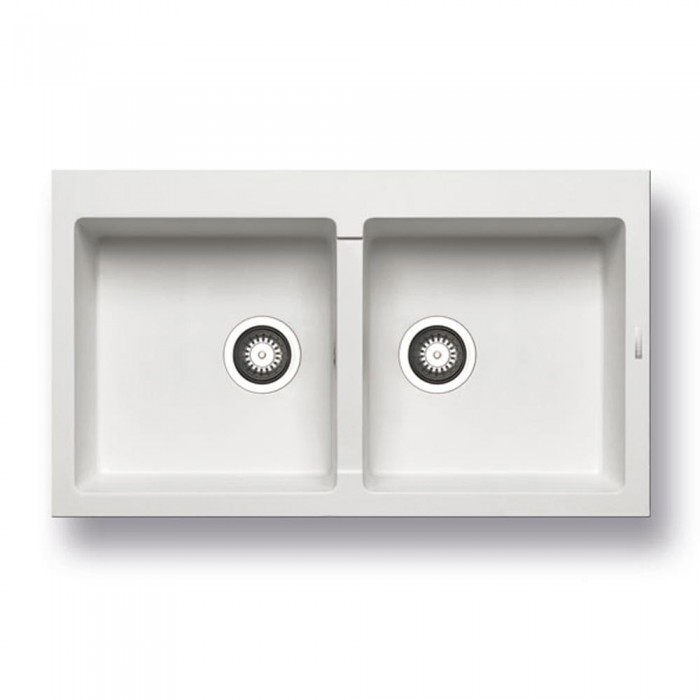 Νεροχύτης Pyramis Pyragranite Athlos (86x50) 2B Snow Ένθετος 070071211