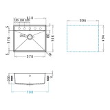 Νεροχύτης Pyramis Pyragranite Ithaka (61x51) 1B Snow Ένθετος 070245611