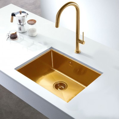 Ανοξείδωτος Nεροχύτης Apell Metamorfosis Υποκαθήμενος PVD MEM54-211 (54x44) Λείος Gold Brushed