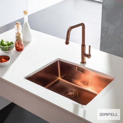 Ανοξείδωτος Nεροχύτης Apell Metamorfosis Υποκαθήμενος PVD MEM54-222 (54x44) Λείος Copper