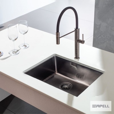 Ανοξείδωτος Nεροχύτης Apell Metamorfosis Υποκαθήμενος PVD MEM54-411 (54x44) Λείος Black PVD