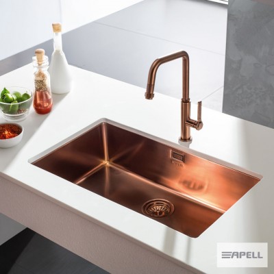 Ανοξείδωτος Nεροχύτης Apell Metamorfosis Υποκαθήμενος PVD MEM75-222 (75x44) Λείος Copper