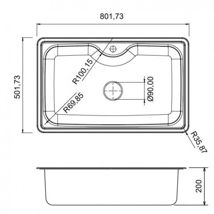Ανοξείδωτος Nεροχύτης Fortinox Arena 22080-110 (80x50) Λείος