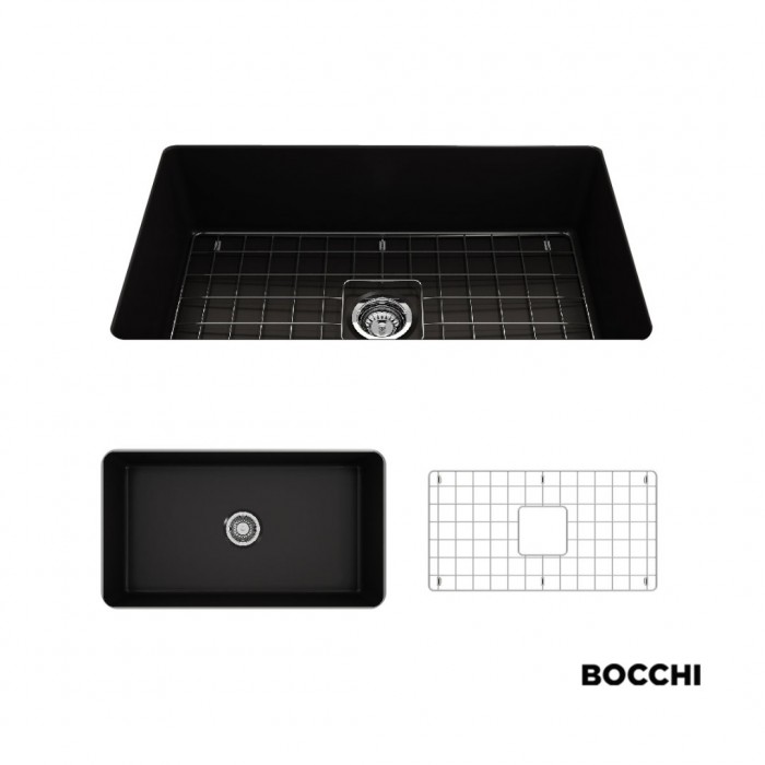 Νεροχύτης Πορσελάνη Bocchi 1362-401 (81 x 48) Black mat Υποκαθήμενος ή Ένθετος Germany