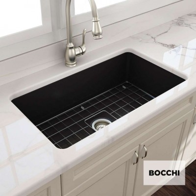 Νεροχύτης Πορσελάνη Bocchi 1362-401 (81 x 48) Black mat Υποκαθήμενος ή Ένθετος Germany