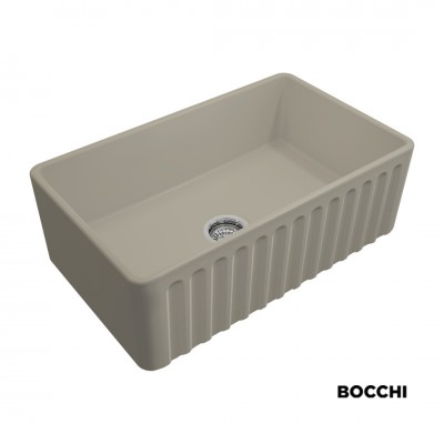 Νεροχύτης Κουζίνας Πορσελάνης Επικαθήμενος 2 Όψεων Αυλακωτή και Επίπεδη 76x46 Bocchi Cashmere Matt 1602-520 Germany 