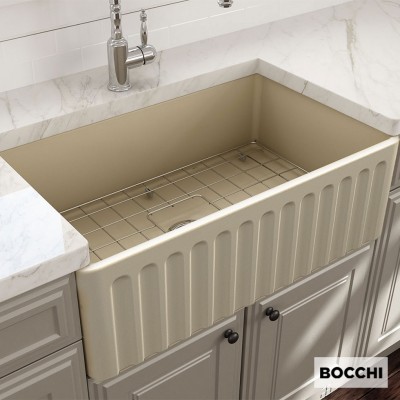 Νεροχύτης Κουζίνας Πορσελάνης Επικαθήμενος 2 Όψεων Αυλακωτή και Επίπεδη 76x46 Bocchi Jasmine Matt 1602-521 Germany 