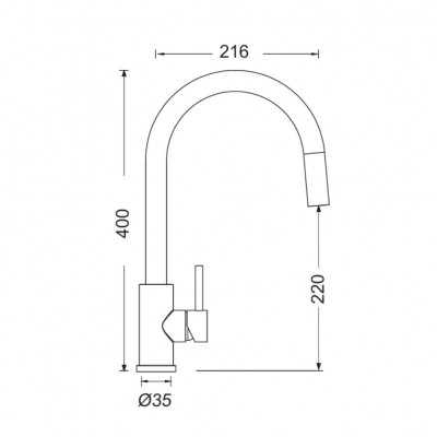 Μπαταρία Νεροχύτη Θερμομικτική με Περιστρεφόμενο Ρουξούνι και Συρόμενο Ντούς Schock Prima Inox 533120-110 Germany