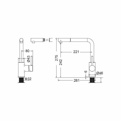 Μπαταρία Νεροχύτη Θερμομικτική με Περιστρεφόμενο Ρουξούνι και Συρόμενο Ντούς Chrome Cora 63359-100 Germany
