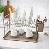 Στεγνωτήρας Νεροχύτη Διώροφος Μεταλλικός σε Καφέ Χρώμα 48x32x29cm ANKOR 851447