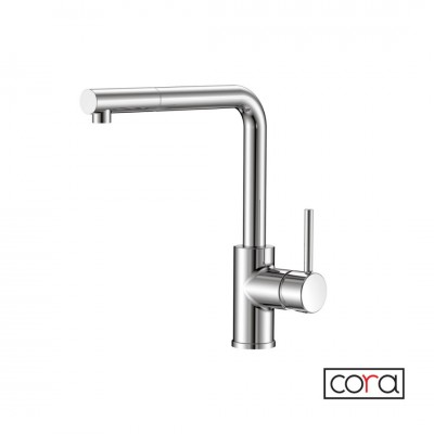 Μπαταρία Νεροχύτη Θερμομικτική με Περιστρεφόμενο Ρουξούνι και Συρόμενο Ντούς Chrome Cora 63359-100 Germany