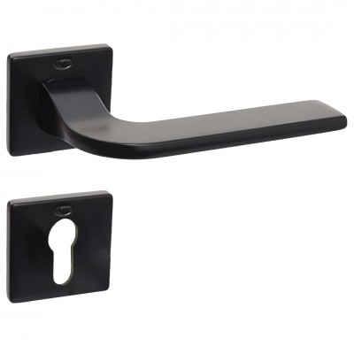 Πόμολα Πόρτας (Μονό ή Ζεύγος) Χειρολαβή με Ροζέτα Convex 2265S Ματ Μαύρο S19S19