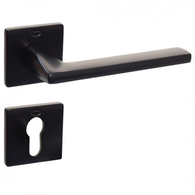 Πόμολα Πόρτας (Μονό ή Ζεύγος) Χειρολαβή με Ροζέτα Convex 2275S Ματ Μαύρο S19S19
