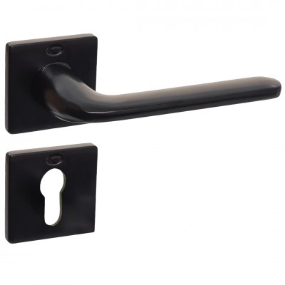 Πόμολα Πόρτας (Μονό ή Ζεύγος) Χειρολαβή με Ροζέτα Convex 2285S Ματ Μαύρο S19S19