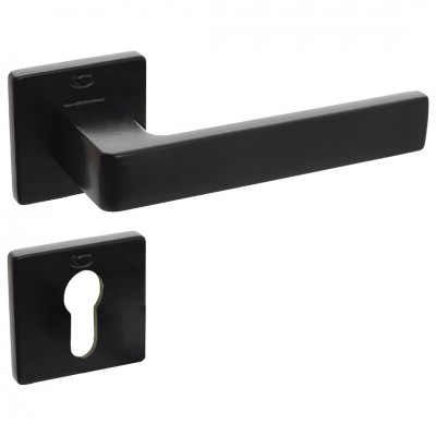 Πόμολα Πόρτας (Μονό ή Ζεύγος) Χειρολαβή με Ροζέτα Convex 2295S Ματ Μαύρο S19S19