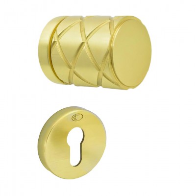 Πόμολα Πόρτας (Μονό ή Ζεύγος) Χειρολαβή με Ροζέτα Convex 2305-50RO Ματ Ορείχαλκος S02S02