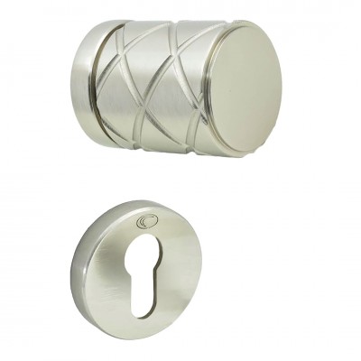 Πόμολα Πόρτας (Μονό ή Ζεύγος) Χειρολαβή με Ροζέτα Convex 2305-50RO Ματ Νίκελ S05S05