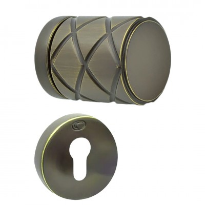 Πόμολα Πόρτας (Μονό ή Ζεύγος) Χειρολαβή με Ροζέτα Convex 2305-50RO Ματ Μπρονζέ S77S77