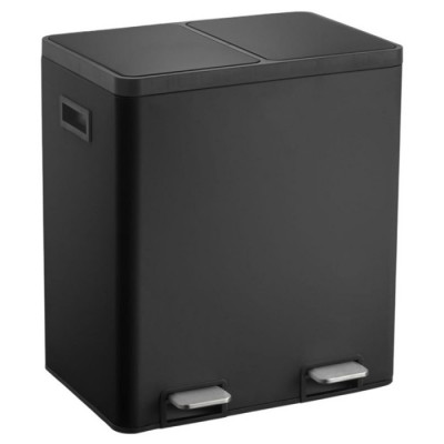 Κάδος Απορριμμάτων Διπλός Ανοξείδωτος Μαύρος 46.5x36x53εκ Ankor 850259