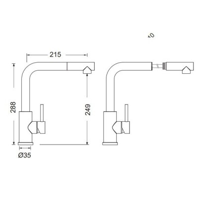 Μπαταρία Νεροχύτη Θερμομικτική με Περιστρεφόμενο Ρουξούνι και Συρόμενο Ντούς Schock Kantus Inox 534120-110 Germany