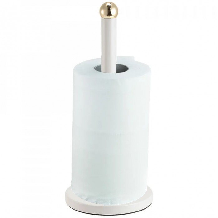 Βάση για Χαρτί Κουζίνας Μεταλλική Λευκή με Χρυσή Λεπτομέρεια 15x15x34cm Ankor 850358