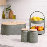 Μεταλλική Ψωμιέρα Λαδί Bread με Μπαμπού Καπάκι 35,5x19,7x12εκ. Ankor 850495