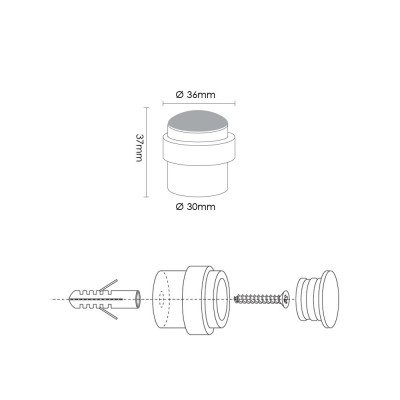  Στοπ Πόρτας Δαπέδου και Τοίχου Conset C1313-36-S35S35 Ανοξείδωτο Νίκελ