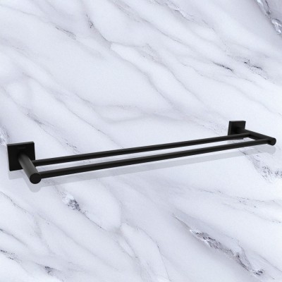 Διπλή Πετσετοθήκη Επιτοίχια 60cm Μαύρη Conset C1579-610S19S19