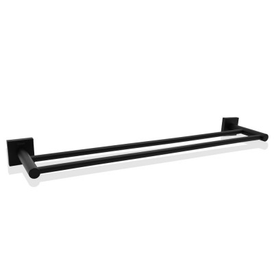 Διπλή Πετσετοθήκη Επιτοίχια 60cm Μαύρη Conset C1579-610S19S19