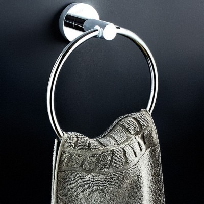 Πετσετοθήκη Επιτοίχια ''Κρίκος'' με Στρογγυλή Ροζέτα Χρώμιο Conset C1583-180S04S04