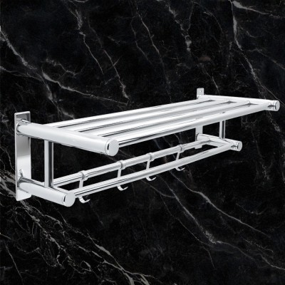 Ραφιέρα - Πετσετοθήκη Επιτοίχια με 3 ράβδους Πετσετών και 5 Γάντζους Χρώμιο Conset C1599-600S04S04