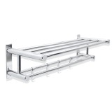 Ραφιέρα - Πετσετοθήκη Επιτοίχια με 3 ράβδους Πετσετών και 5 Γάντζους Χρώμιο Conset C1599-600S04S04