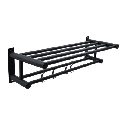 Ραφιέρα - Πετσετοθήκη Επιτοίχια με 3 ράβδους Πετσετών και 5 Γάντζους Μαύρη Conset C1599-600S19S19