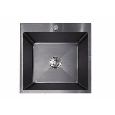 Ανοξείδωτος Νεροχύτης Μαύρος Επικαθήμενος STAINLESS STEEL 5050B VΙSΙΟΝ ΝΑΝΟ ΒLΑCΚ Sanitec 50Χ50 1V