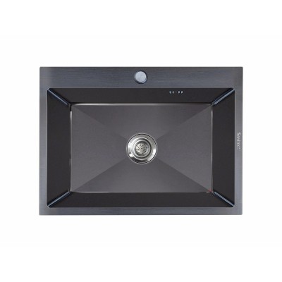 Ανοξείδωτος Νεροχύτης Επικαθήμενος STAINLESS STEEL 6050B VΙSΙΟΝ ΝΑΝΟ ΒLΑCΚ Sanitec 60Χ50 1V  