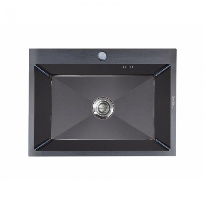 Ανοξείδωτος Νεροχύτης Επικαθήμενος STAINLESS STEEL 6050B VΙSΙΟΝ ΝΑΝΟ ΒLΑCΚ Sanitec 60Χ50 1V