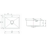 Ανοξείδωτος Νεροχύτης Σατινέ Επικαθήμενος STAINLESS STEEL 6050S VΙSΙΟΝ SΑΤΙΝ Sanitec 60Χ50 1V