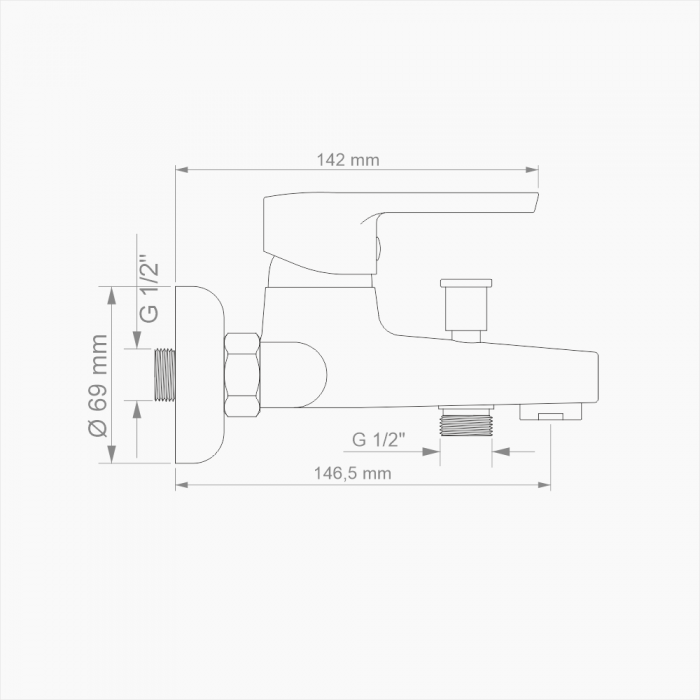 Μπαταρία Λουτρού Ορειχάλκινη Forte  M 1601-WHT Ματ Λευκό