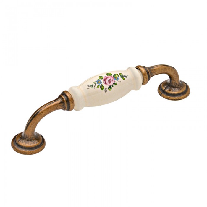 Λαβές επίπλων Roline 522-128/150 σε Αντικέ με Ρόζ Άνθος