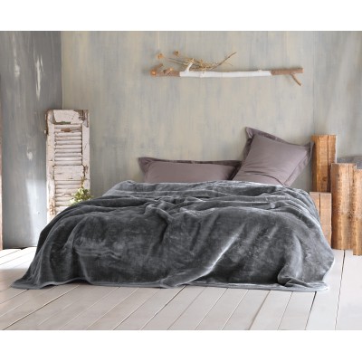 VELOUR ΓΚΡΙ ΣΚΟΥΡΟ - ΚΟΥΒΕΡΤΑ ΒΕΛΟΥΤΕ ΥΠΕΡΔΙΠΛΟ (220Χ240)