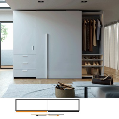 Μηχανισμός Συρόμενων πορτών Ισοεπίπεδης ντουλάπας Salice M50 για δυο φύλλα