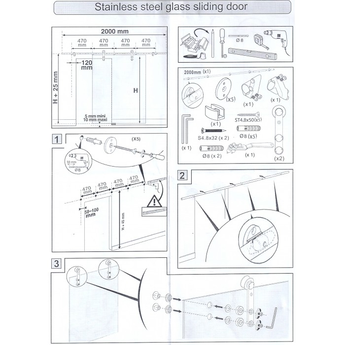 Μηχανισμός Γυάλινης Συρόμενης πόρτας με φρένο HX - 08