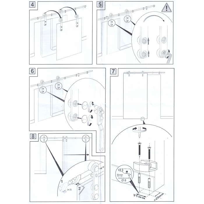 Μηχανισμός Γυάλινης Συρόμενης πόρτας με φρένο HX - 08