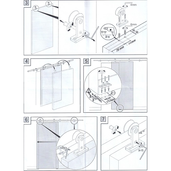 Μηχανισμός Ξύλινης Συρόμενης πόρτας για πόρτα έως 1m πλάτος με φρένο ΗΧ - 22