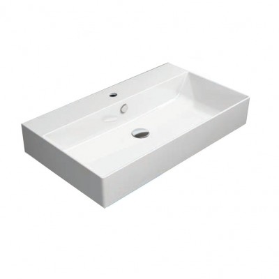 Νιπτήρας μπάνιου σε λευκό χρώμα Gsi Kube-X Slim Rim 9422-300 80x47 cm