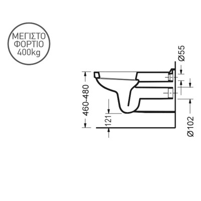 Λεκάνη wc κρεμαστή ΑΜΕΑ σε λευκό χρώμα με αποσπώμενο κάλυμμα βακελίτη  Slim soft close Senior 304500SC-300